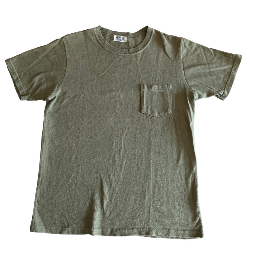 Vintage Velva Sheen Pocket T-Shirt Olive Green Made in USA Mens Medium